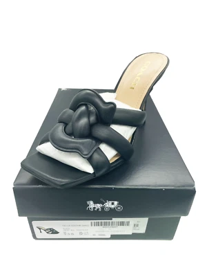 Coach Kellie Leather Sandals Slip On Mule Square Open Toe Heels Black Size 9.5 B - Image 1 of 4