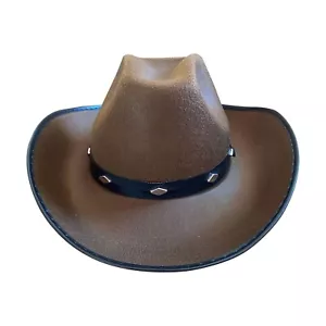 Sombreros de ala grande de cuero de vaquero para bebés niños pequeños marrón fiesta se adapta al oeste de hombre - Imagen 1 de 7