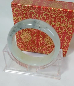 Certified genuine natural white ink Jade Bangle Dia 56, 57mm 2 options - Picture 1 of 7