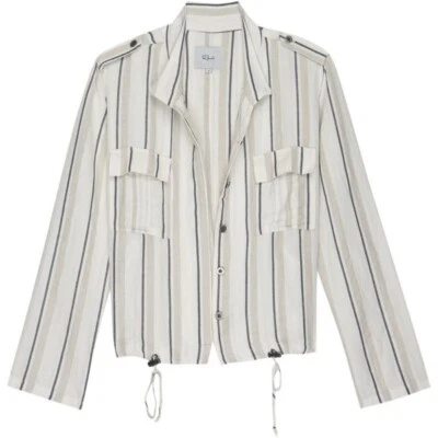 Rails Rowen Linen Blend Jacket Coco Stripe Size S - Image 1 of 4