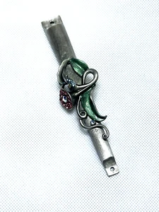 Beautiful Enameled Mezuzah Case with Crystals - Picture 1 of 3