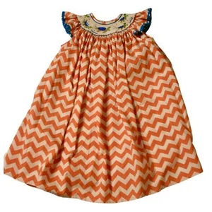 Vive La Fete Girls' Size 6 Orange and White Dress with Turtle Collar - Picture 1 of 4