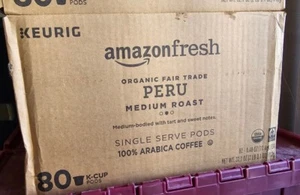 AmazonFresh 80 Ct. Organic Fair Trade K-Cups Peru Medium Roast Keurig (SEE PICS) - Picture 1 of 4