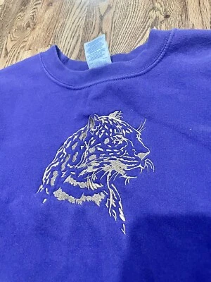 Única Sudadera Bordada Leopardo Púrpura y Dorado 2XL Pullover Unisex Foto 1 de 4