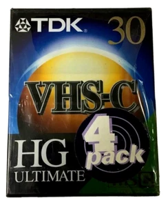 Paquete de 4 casetes de videocámara TDK VHS-C TC-30HGL2 Ultimate NUEVO - Imagen 1 de 4