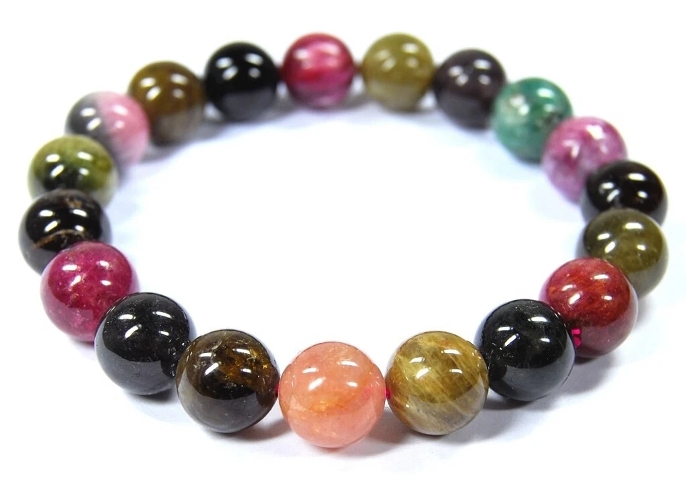 Pulsera de la piedra preciosa turmalina en forma de bola Ø-8 mm Foto 1 de 1
