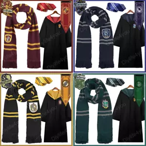 Harry Potter Costume KidsAdult Robe Tie Cloak Scarf Gryffindor Slytherin Cosplay - Picture 1 of 47