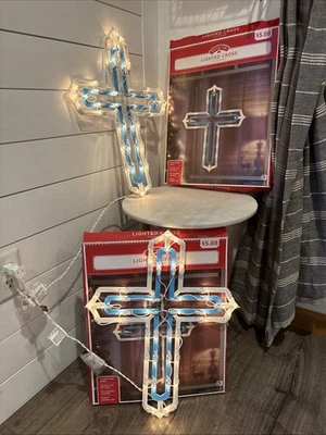 2-Holiday Time Lighted Cross Ornamental Christmas String Lights Vintage 18” - Image 1 of 4