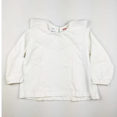 Camisa Zara Blanca Cuello Volantes Manga Larga 12-18 Meses Foto 1 de 4