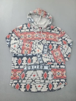 Sudadera con Capucha Quiksilver Para Hombres XL Gris Rojo Azteca Suroeste Pullover Bolsillo Canguro Foto 1 de 4