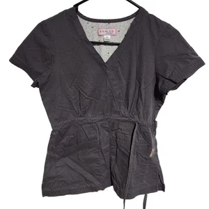 Koi Scrub Top Womens Size XS Gray Short Sleeve Medical Nursing Work Uniform - Picture 1 of 3