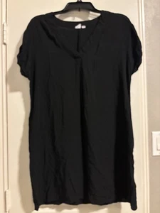Gap Women's V-Neck Shirt Dress With Pockets Black Sz M - Picture 1 of 3