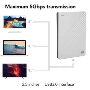 External Hard Drive Ultrathin 2.5in USB 3.0 Plug And Play Mobile Hard Disk F SAL - Afbeelding 1 van 52