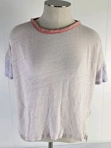 Rag & Bone Women's Small Pink Cloud Payton Linen T-Shirt Short Sleeve - Picture 1 of 8