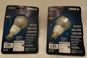 CREE Soft White LED 60W 60 Dimmable Glass Bulb 800 Lumens New Sealed Two Packs - Picture 1 of 5