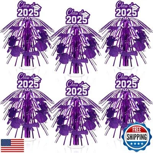 Briwooody 6 Sets Purple Graduation Centerpiece with Class of 2025 Graduation - Picture 1 of 5