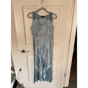 R&M Richards Maxi Dress Crinkle Sleeveless Party Dress Blue Size L y2 - Picture 1 of 8