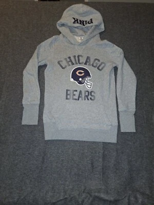 Pink Victoria's Secret Chicago Bear Hoodie Women's Medium Gray Hooded Sports - Image 1 of 4
