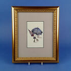 Gilt Framed Print of Victorian Parasols Pansy Blue and Rose