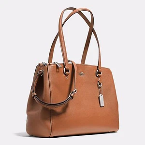Neu mit Etikett Coach Stanton Tragetasche aus genarbtem Leder silberfarben Sattel F37148 - Bild 1 von 7