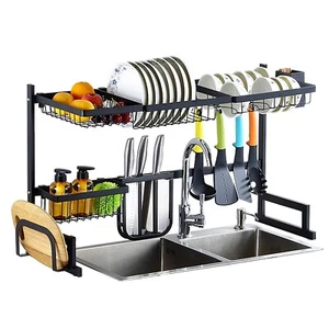 Over Sink Dish Drying Rack Drainer Shelf Stainless Steel Kitchen Cutlery Holder - Picture 1 of 15