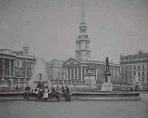 c1897 Stereoview Photo London Trafalgar Square St Martin In The Field Albermarle - Picture 1 of 4