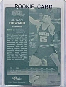 ROOKIE 1/1 JUWAN HOWARD MICHIGAN 1995 CLASSIC PRINTING PLATE WASHINGTON BULLETS - Picture 1 of 2