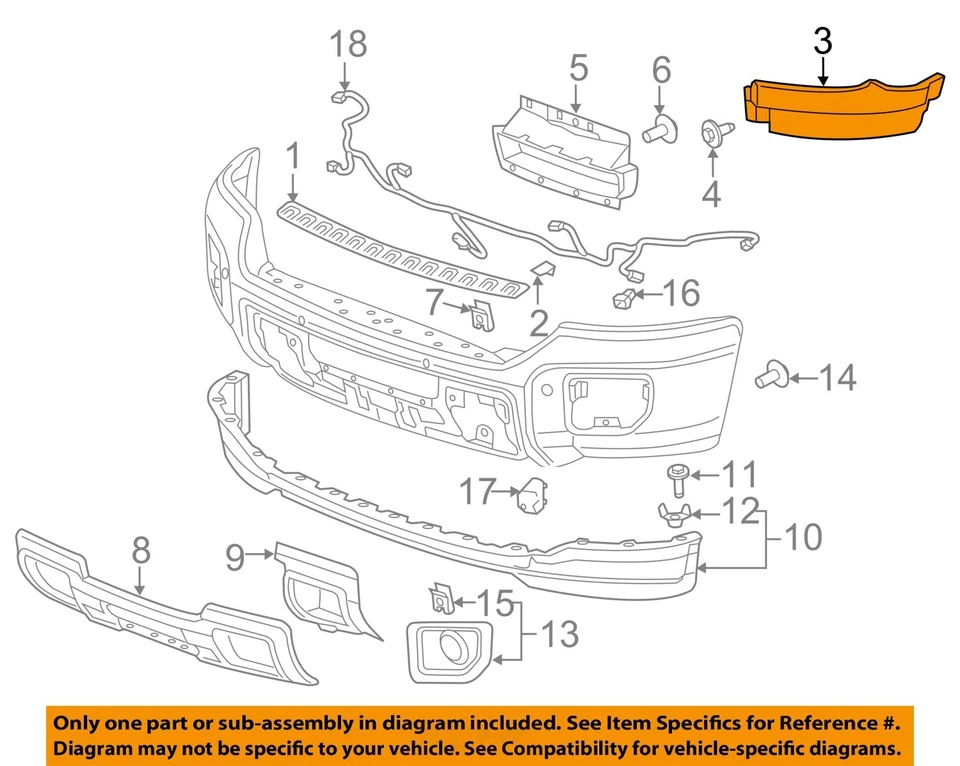 GM OEM 15-19 Sierra 2500 HD Front Bumper Bumper Components-Outer Filler 23481685 - Image 1 of 2