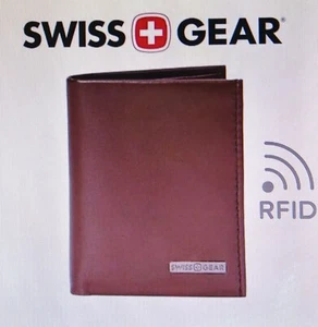Men's Brown Leather Swiss Gear Wallet w/ RFID Protection-Bifold NEW! - Bild 1 von 6