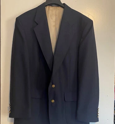 Chaqueta Blazer Vintage Stanley Blacker Azul Marino Mezcla Lana Traje Abrigo Para Hombres 42R Foto 1 de 4