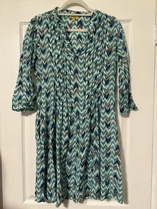 Roberta Roller Rabbit Dress Swim Coverup Small Teal Blue Brown - Picture 1 of 7
