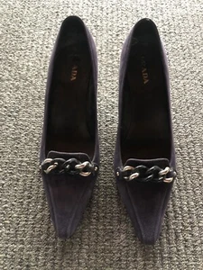 Prada Navy Suede Heels 39/ US 8 - Picture 1 of 4