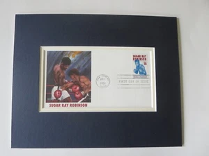 Middleweight Champion Sugar Ray Robinson and First Day Cover of his own stamp - Picture 1 of 1