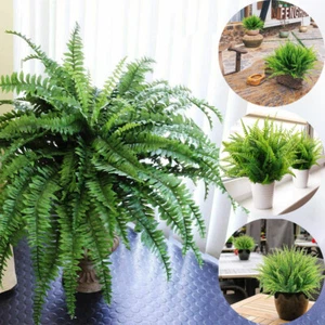 Artificial Fern Foliage Large Plastic Lifelike Bush Plants Indoor Outdoor Decor - Picture 1 of 14