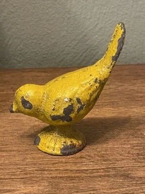VINTAGE Rustic Primitive Cast Iron Yellow Finch Spring Bird - Image 1 of 4