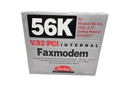 56k V.92 PCI INTERNAL FAX MODEM / Sterling communications/ Model S20 / NOS - Image 1 of 2