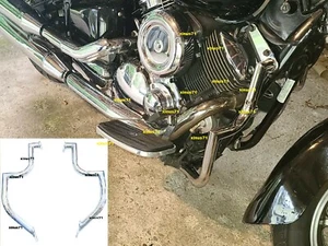 2Pc Engine Guard Highway Crash Bar Yamaha xv Vstar 1100 XVS 1100 Custom Flames - Picture 1 of 3