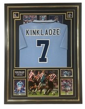 Georgi Kinkladze of Manchester City Signed  Photo with Shirt Autographed Display