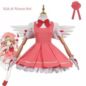 Carcaptor Sakura Women Sakura Kinomoto Cosplay Costume Combat Uniform(Dress+Hat) - Picture 1 of 16