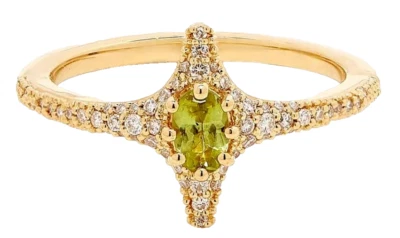 1.41ct Natürlich Rund Diamant 14K Gelbgold Peridot Jubiläum Hochzeit Ring - Bild 1 von 4