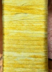 silk embroidery ribbon flower 1/8" trim 4mm gold green 52"pc made in Japan - Picture 1 of 3