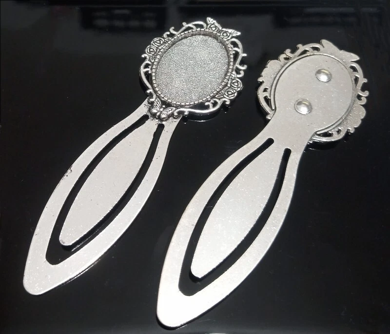 1pz segnalibro con castone ovale 25x18mm colore argento tibet 8,8x2,8cm bijoux - Immagine 1 di 1