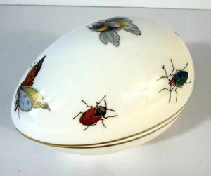 Present Company England Ceramic Egg-Shaped Trinket Box With Insect Designs 60N - Picture 1 of 7