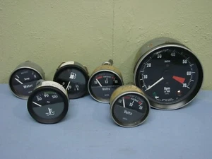 Jaguar 340 MK 2 LOT 6 Gauges OEM Smiths Tachometer Engine Temp Oil Pressure Fuel - Picture 1 of 9