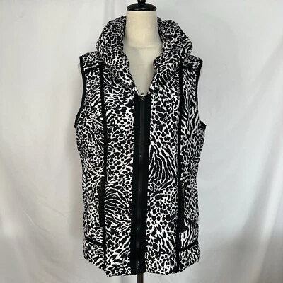 Chaleco Laura Ashley Negro Blanco Estampado Animal Hinchado Diseñador Rayas Mujer Grande Foto 1 de 4