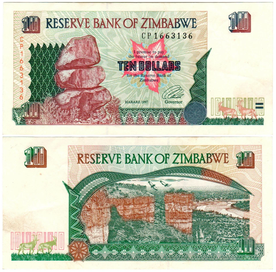 Zimbabwe $10 P#6a (1997) Reserve Bank of Zimbabwe XF - Image 1 of 1