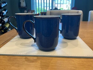 Denby Imperial Blue Straight Sided Mugs x 3 Stoneware Tableware - Picture 1 of 15