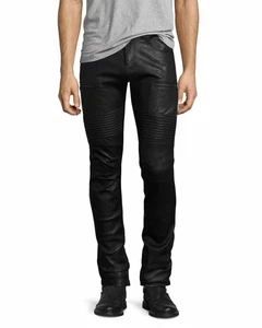Pantalón Cuero Jeans Estilo Hombre Pantalones Moto Real Pantalones Cintura Ne... - Imagen 1 de 4
