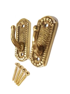 2 Regency Messing Gardinen Quastenhaken 5cm Brassware massiv Metallhaken mit Schrauben - Bild 1 von 8