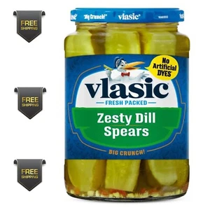 Vlasic Zesty Dill Pickles Dill Pickle Spears 24 Oz Jar - Free Shipping - Picture 1 of 8